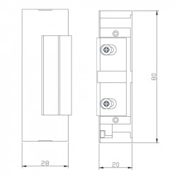 Dimensions de la gâche électrique Izyx ESU900