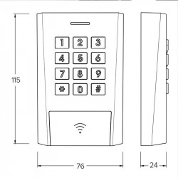Dimensions du clavier et lecteur RFID Izyx AXK320C2EM