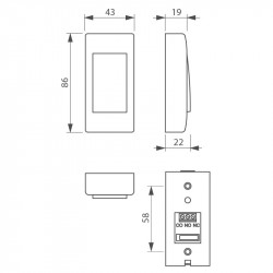 Dimensions du bouton poussoir Izyx EXS43AP