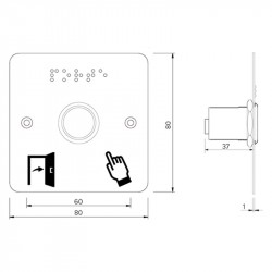 Dimensions du bouton poussoir Izyx SS25PMRP225