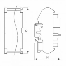 Dimensions du module 1 relais pour rail DIN Izyx RMDX123001
