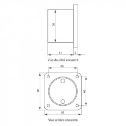 Dimensions du contacteur à clé universel encastré Izyx KCB200EC