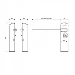 Schéma technique du fût de barrière levante Beninca EVA.5