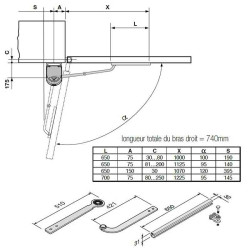 Dimensions du bras droit BLGRIFFEDRM