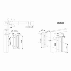 Dimensions de la ventouse électromagnétique Locinox P00007627-SILV