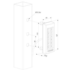 Dimensions du clavier Locinox P00009877-9005