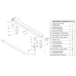 Vue éclatée du bras articulé pour série SLED Roger Technology LT341