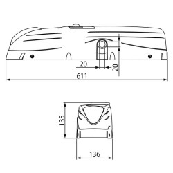 Dimensions du motoréducteur à arbre carré pour porte de garage basculante Roger Technology BR41/830/Q