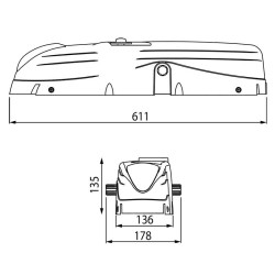 Dimensions du motoréducteur à arbre cannelé pour porte de garage basculante Roger Technology BR41/831