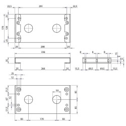 Dimension de la plaque de fixation réhaussée Roger Technology KT212