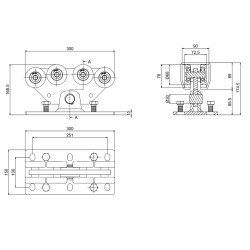 Dimensions du chariot autoportant monobloc 8 roues CGS-350.8P